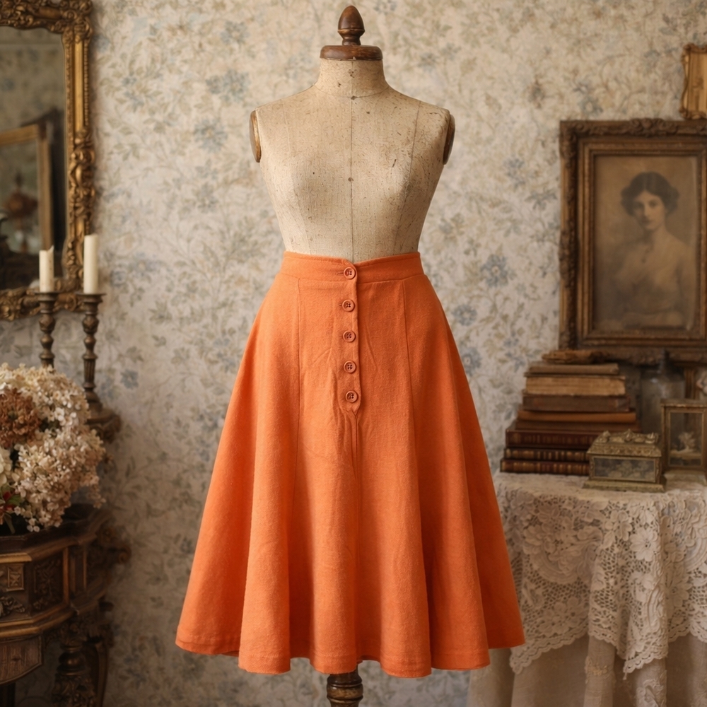 Vintage 60's Orange Skirt 14" Waist